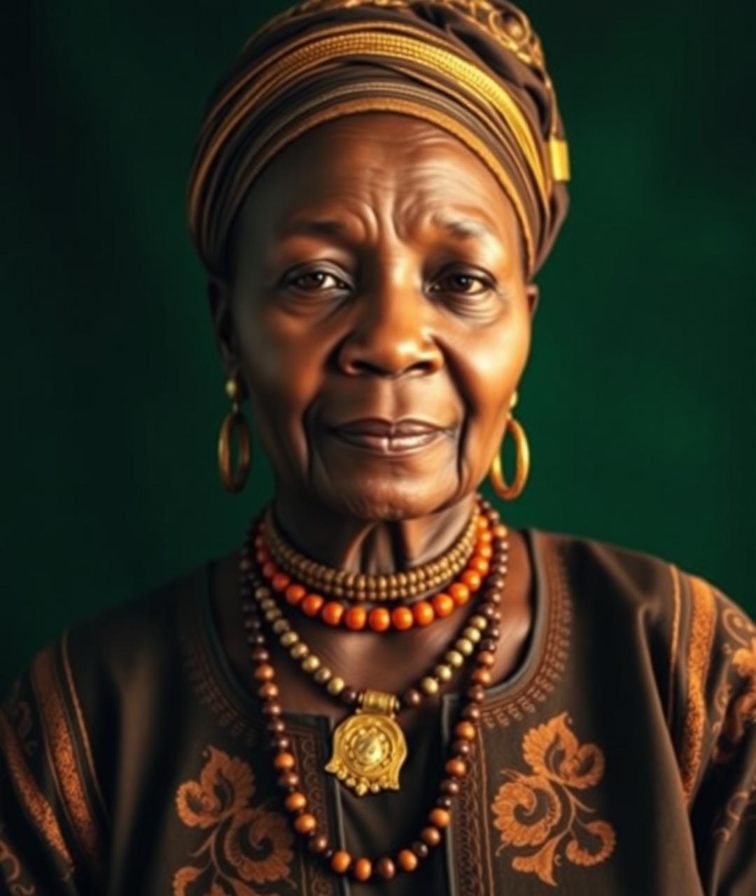 Ijaw elder woman in coral beads and gele