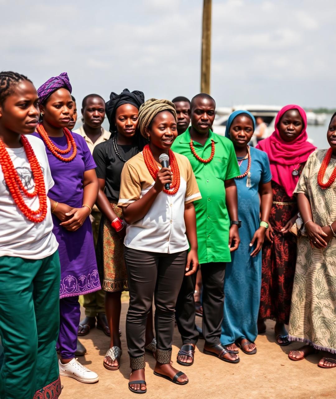 Ijaw youth advocates by the waterfront