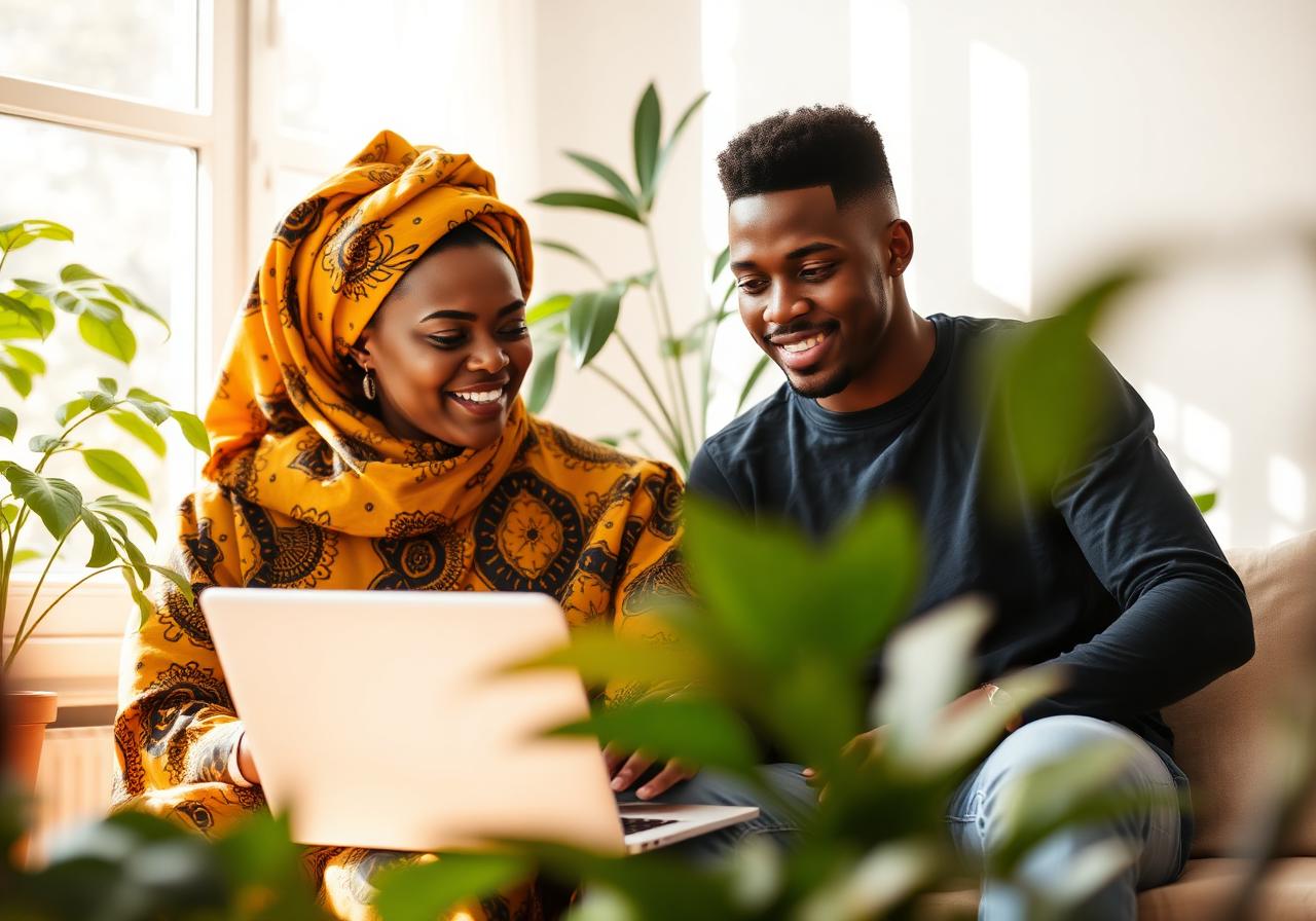 Two African creators recording an entry